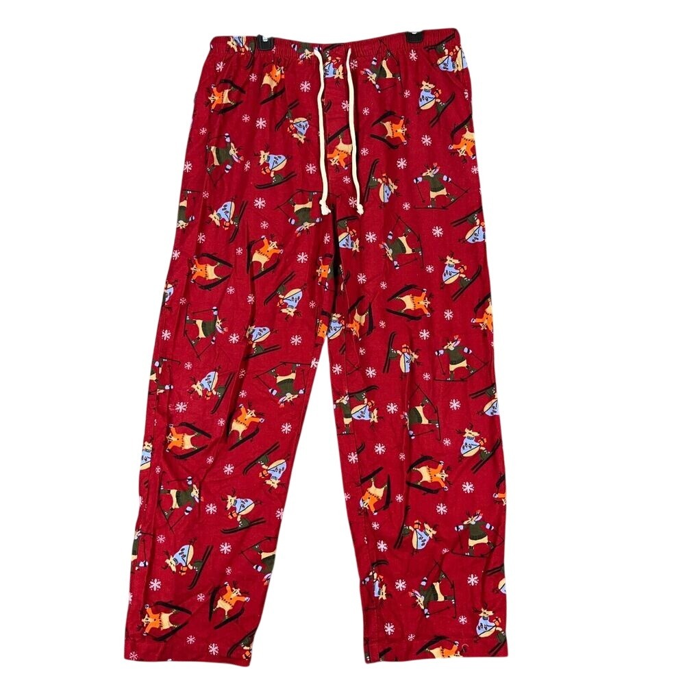 Old‎ Navy Pajama Pants Womens Large Red Drawstring Skiing Cotton